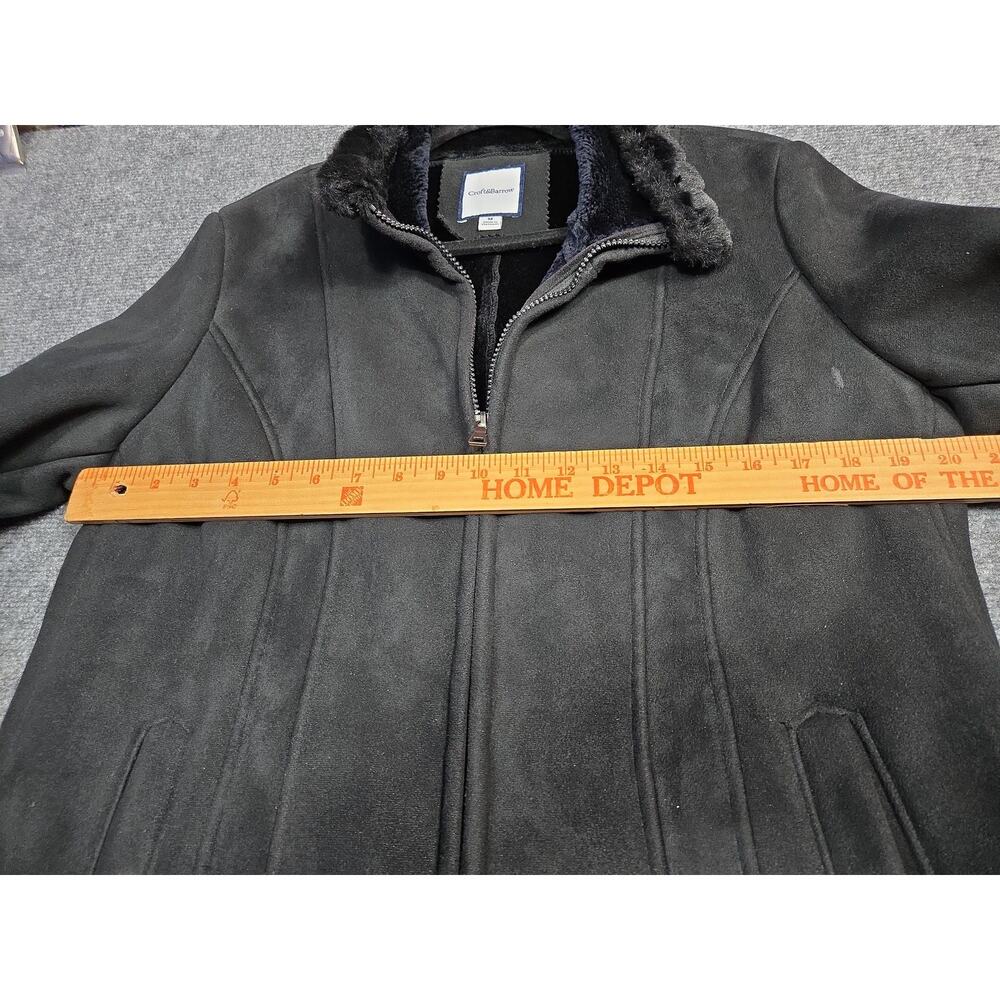 Croft & Barrow Jacket Womens Medium Black Faux Fur Lined Microfiber Zip Coat - Picture 6 of 10